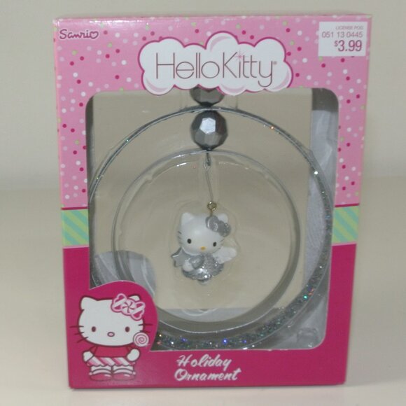 HELLO KITTY Vintage Christmas Decoration Ornament In Original Box Silver Angel - Picture 1 of 3
